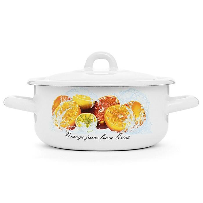 Кастрюля эмалир 1,45 л цилиндр `Цитрусовый фреш` ЭТ-72461 (Эстет)