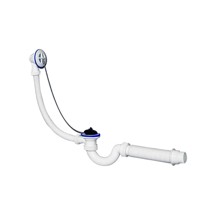 Сифон для ванны (1½"-40/50) г/труба max-650мм,перелив450мм,нерж чаш вып,пласт решет МИНИ ЭЛИТ (ВИР 653)