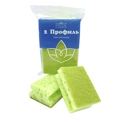 Губка для посуды 2 шт 90х65х45 мм 'Профиль' (Прайд)