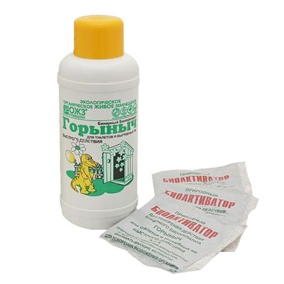 Биосостав для туалетов Дачных и выгребных ям `Горыныч` 500 мл+3х30 г жидкость+порошок (Уфа)