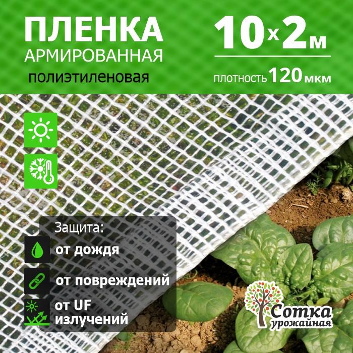 Пленка Армиров 120 мкм 10 м х 2 м нить белая 'Урожайная сотка' 