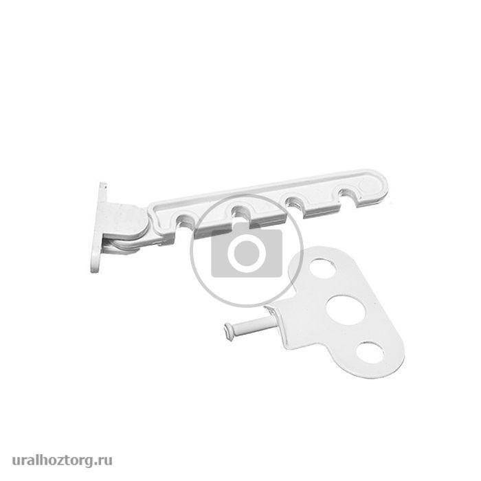 Ограничитель открывания для пластиковых окон 4-х позицион с метал держ, метал.заклепка (бел) [инд. уп.][груп.10шт]