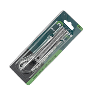 Нож строительный, металлический корпус, авто-стоп, усиленный, 18 мм `PRAKTISCHE TOOLS` Blister