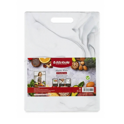 Доска разделочная пластик 36,6х27,5х0,6 см "Marble white'  (Attribute)