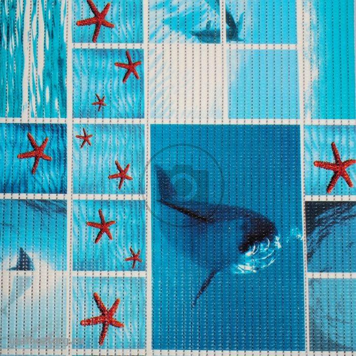 Коврик мерный в в/комн 0,80х15м 'Морские звезды на голубом' фотопечать FV9 (Вилина)