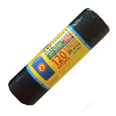 Мешки для мусора 120 л 10 шт рулон 30 мкм ПВД (Компакт)