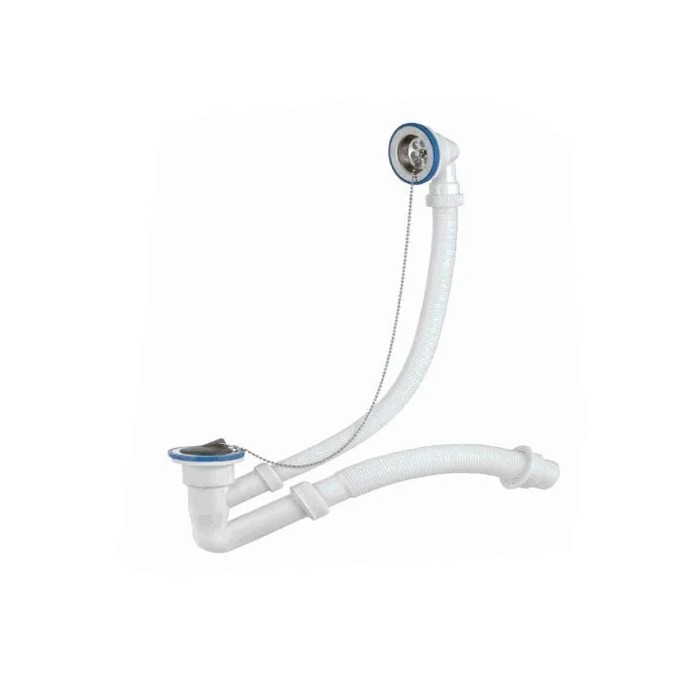 Сифон для ванны (1½"-40/50) г/труба max-500мм,перелив450мм,нерж чаш выпуска и решетка ЭЛИТ (ВИР 652)