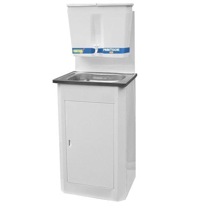 Умывальник без ЭВН 17 л пласт бак/нерж.мойка/тумба металл белый `PRAKTISCHE HOME`