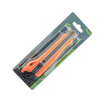 Нож строительный, металлическая направляющая, авто-стоп, усиленный, 18 мм `PRAKTISCHE TOOLS` Blister