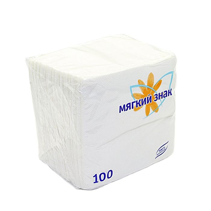 Салфетки Мягкий знак, 100 листов, 1 слой, белые  Арт. С4