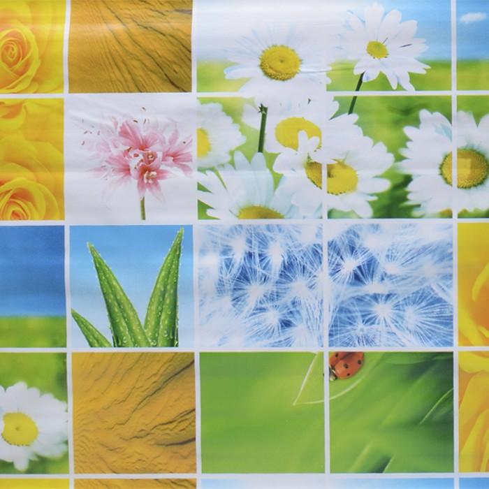 Клеенка неткан/основ. 1,37х20 м цветы/фон зелено-голубой 'Grace-Матовая' D8302 (ТМ)