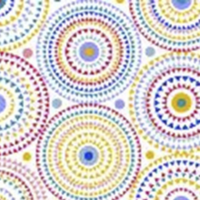 Клеенка н/ткани 1,25х25 м цветные круги/фон белый `Этюд` 592/2 (Колорит)