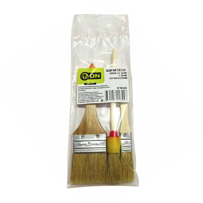 Набор кистей 3 шт.: плоские 3/4"(20мм), 2"(50мм); круглая №2 (20мм) ON , 02-00-003