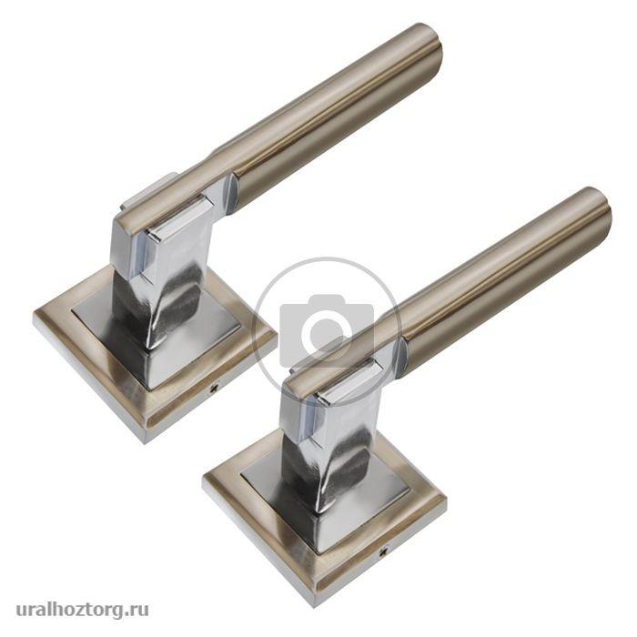 Ручка дверная `ЧИБИС` AL-349-SN/CP КРОНОС (мат.никель/хром) алюм, раздельная