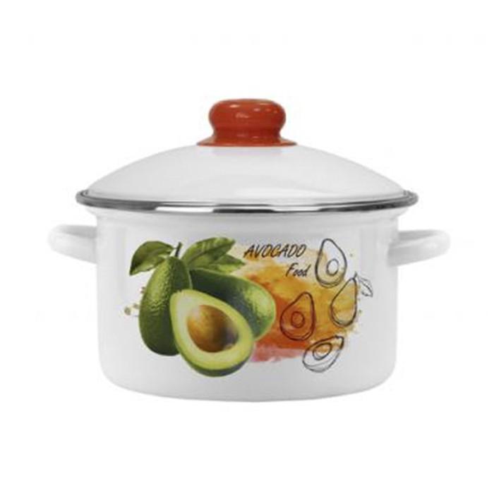 Кастрюля эмалир 3,0 л цилиндр `Авокадо` 01-Б1612/4 (Эмаль)