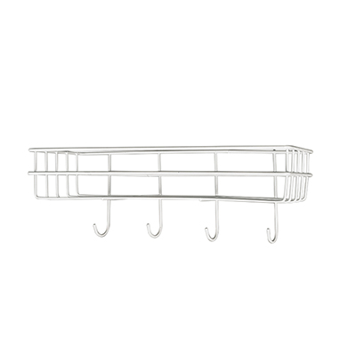 Полка металл 10 х 28 х 10 см с крючками 'Praktische Home' белая