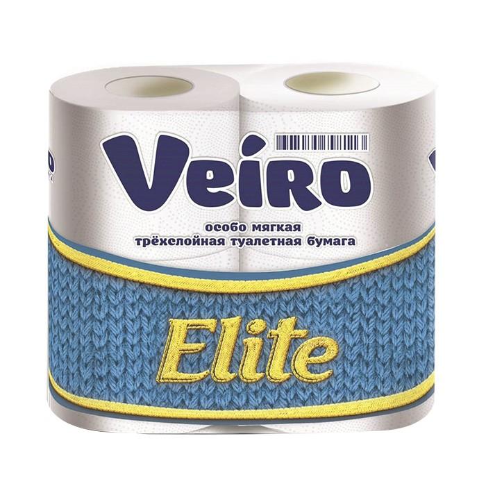Бумага туалетная 3-х сл белая 4 рул/упак 'Veiro Elite' 