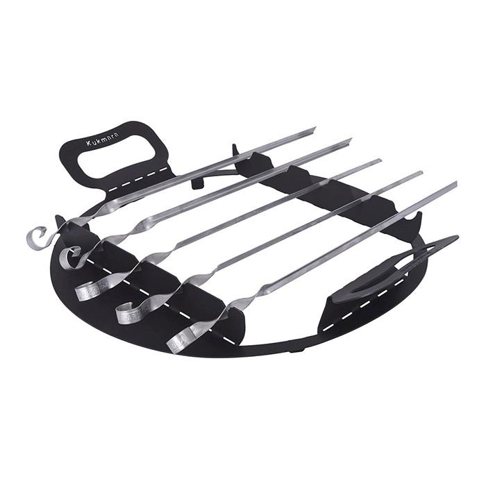 Подставка для шампуров на учаг для казана 12л (с шампурами 5 шт) (Kukmara)