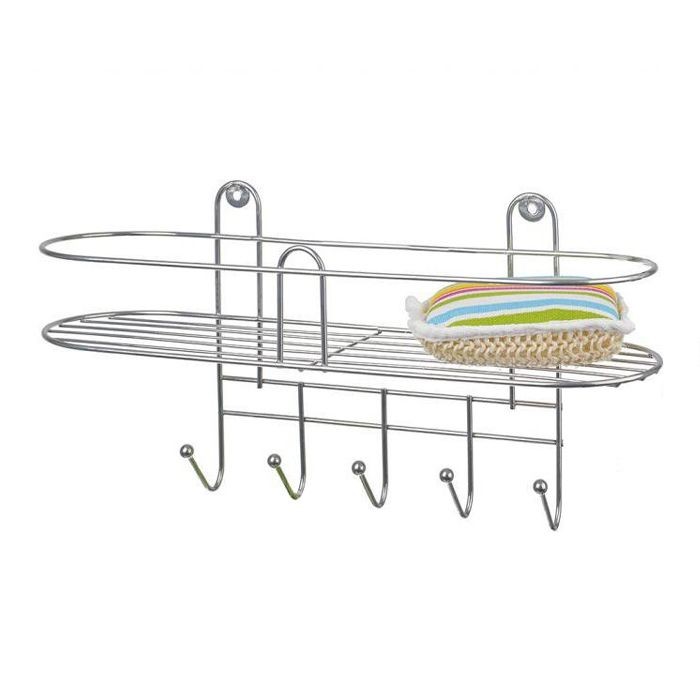 Полка металл с крючками 35х12х17 см хром АЛТ 13кС