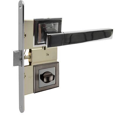 Защелка дверная `ЧИБИС` Готовое решение КВАДРО (серый графит/хром) фикс