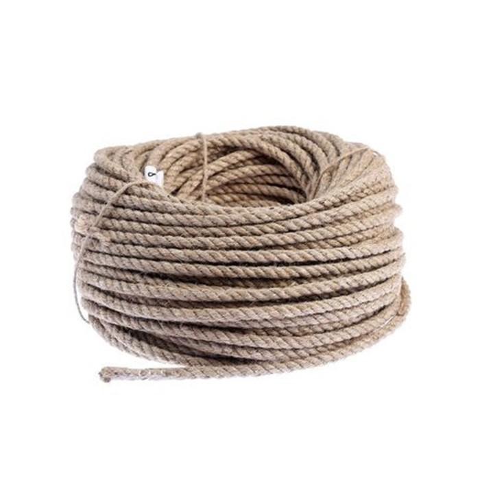 Верёвка джутовая, крученая, d=6 мм, 100 м