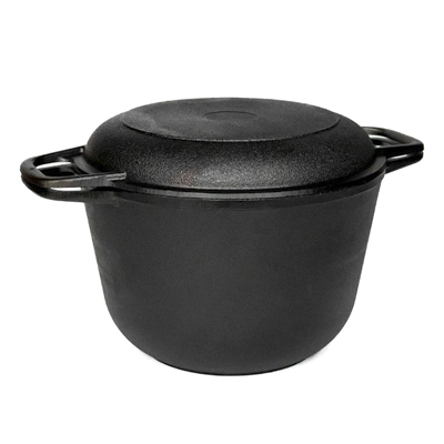 Кастрюля чугун 4 л d=22 см с крышкой-сковородой 1304-4 (Гардарика)