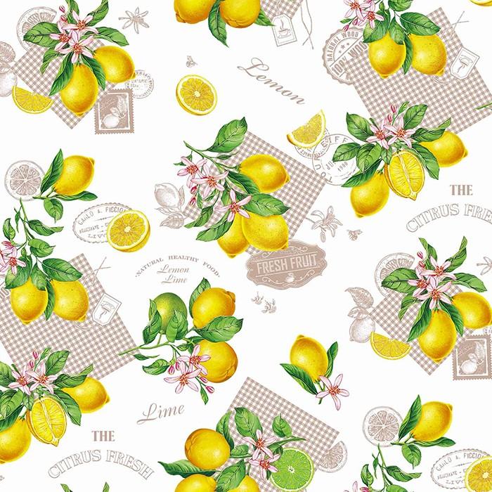 Клеенка неткан/основ. 1,35х20 м лимоны/фон белый 'Мажор' 597/2 (Колорит)