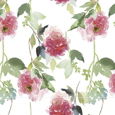 Клеенка н/ткани 1,4*20 м розы/фон белый 'Marcella' D_55 (Д)