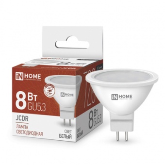 Лампа светодиодная LED-JCDR-VC 8Вт 230В GU5.3 4000К 720Лм IN HOME