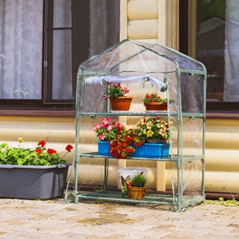 Парник для балкона (мет тр в пвх d-16мм+чех: пл пвх) 49х69х126 см разб 3 полки 'Урожайная сотка Эксперт' 21003