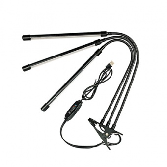 Фитосветильник светодиодный 30 Вт 3 лампы для рассады и растений 'Урожайная сотка' на прищепке и с таймером