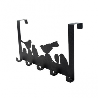 Вешалка на дверь на 5 крючков 'Птицы' металл 36 х 18,5 х 6 см черная Verda Line