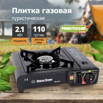 Плитка газовая туристическая 360х310 мм с переходником в кейсе 'Praktische Home' UL17148