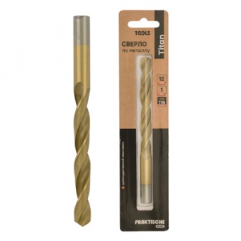 Сверло по металлу 12,0 мм Титан `PRAKTISCHE TOOLS` (уп. 1 шт) Blister