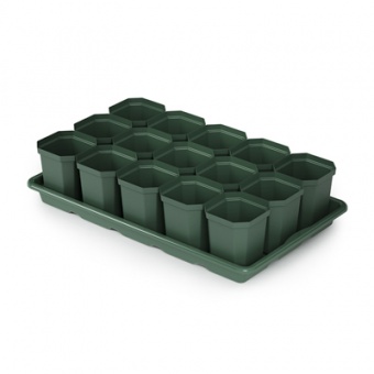 Набор для рассады 15 стаканов 300 мл 410х245х95 цветной м1007 (А)