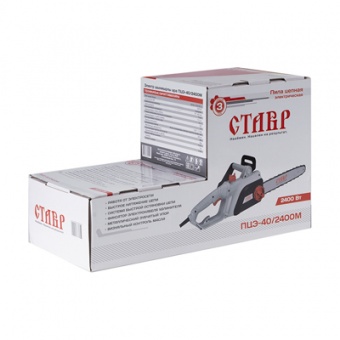 Пила цепная электрическая 2400Вт шина 40см , шаг зубьев 3/8дюйма, поперечное расположение двигателя, шнур питания 0,35м Ставр ПЦЭ-40/2400М