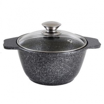 Кастрюля алюм 2 л а/п стекл крышка `Темный мрамор`  кмт22а (Kukmara)