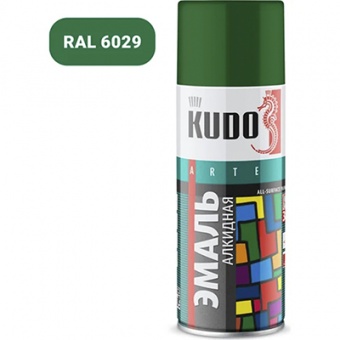 Эмаль универсальная аэрозоль зеленая RAL6029 KUDO 520 мл