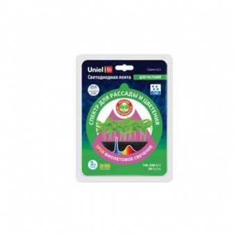 Лента светодиодная 15 Вт для рассады и растений Uniel 2 м Фиолетовый свет влагозащитная