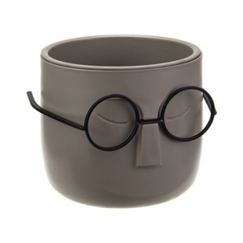 Кашпо пласт  0,65 л d=115 мм h=105 мм 'Стив' со вставкой французский серый М 3079 (М-Пл)