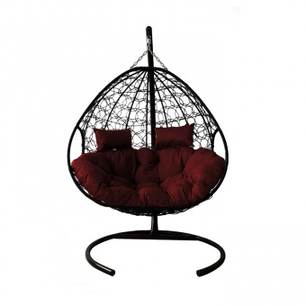 Кресло подвесное 'Для двоих' черное, бордовая подушка, нагрузка до 160 кг