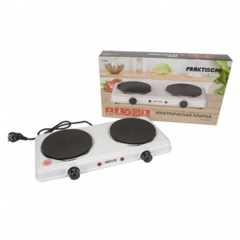 Плитка электрическая 2 конф чугун 2,0 кВт белая 5704 (PRAKTISCHE HOME)