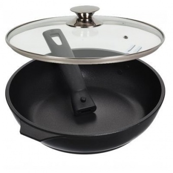 Сковорода алюм 24 см а/п стекл крышка съемная ручка `Традиция` с247а (Kukmara)