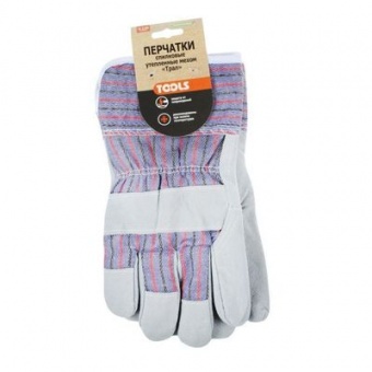Перчатки спилковые утепленные комбинированные 'Praktische Home' `Трал` G-130 с этикеткой-подвесом