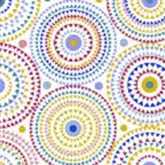 Клеенка н/ткани 1,25х25 м цветные круги/фон белый `Этюд` 592/2 (Колорит)