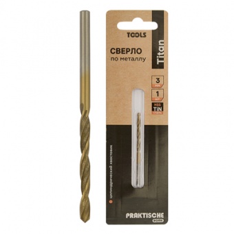 Сверло по металлу  3,0 мм Титан `PRAKTISCHE TOOLS` (уп. 1 шт) Blister