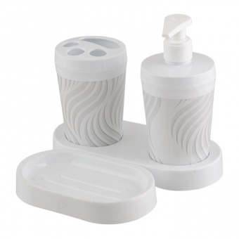 Набор д/ванной пластик "Breeze" 4 предмета (мыльница, диспенсер, стаканчик, подставка) wave (Пб)