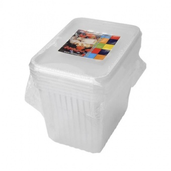 Контейнер с крышкой одноразовый прямоугольный 179х132х93 мм 1,5 л 5 шт/уп полупрозрачный