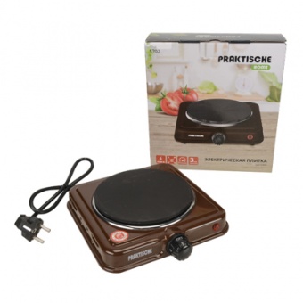 Плитка электрическая 1 конф чугун 1,0 кВт коричневая 5702 (PRAKTISCHE HOME)