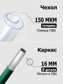 Парник (мет труба в пвх d-16мм+чехол: пленка пвх) 270х92х93 см разб 'Урожайная сотка Эксперт' 22012-270